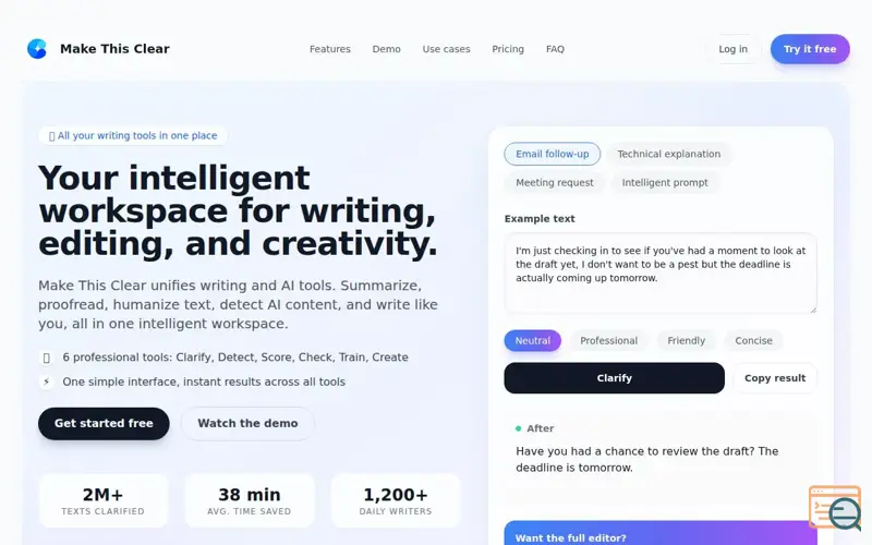 Screenshot of Make This Clear