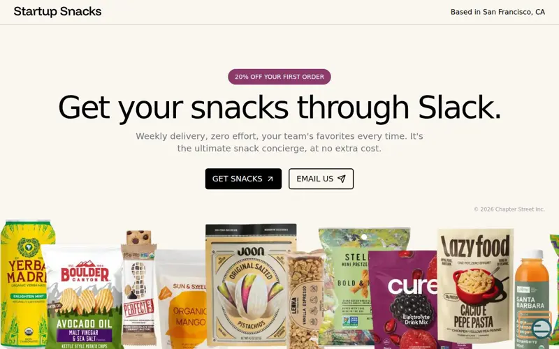 Screenshot of Startup Snacks