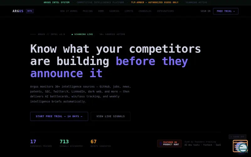 Screenshot of Argus Intel