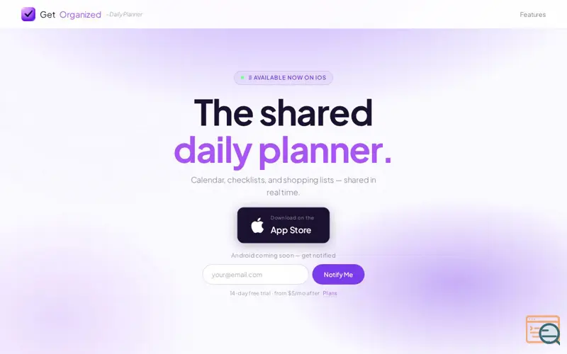 Screenshot of Get Organized App