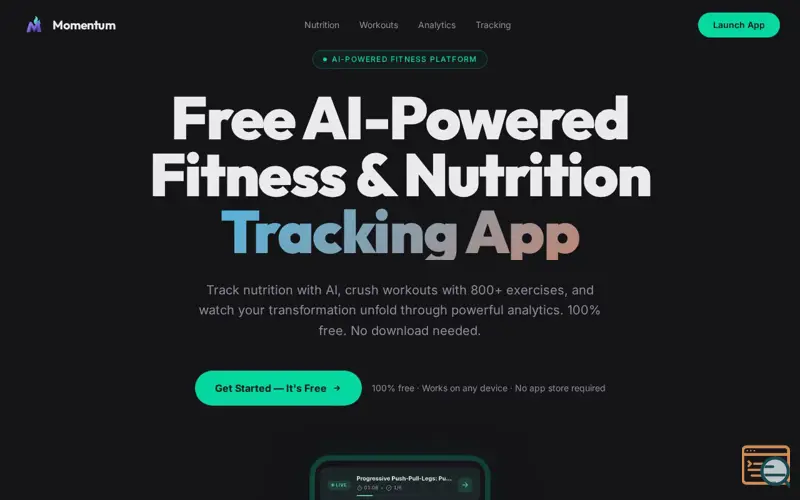 Screenshot of Momentum Fitness