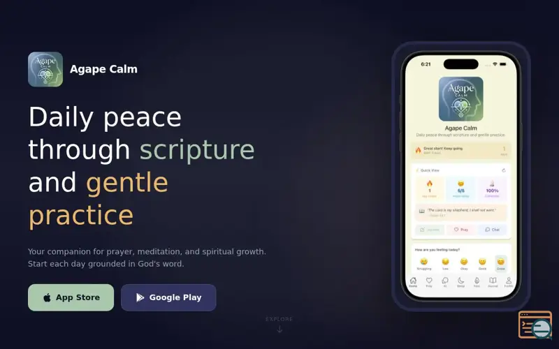 Screenshot of Agape Calm