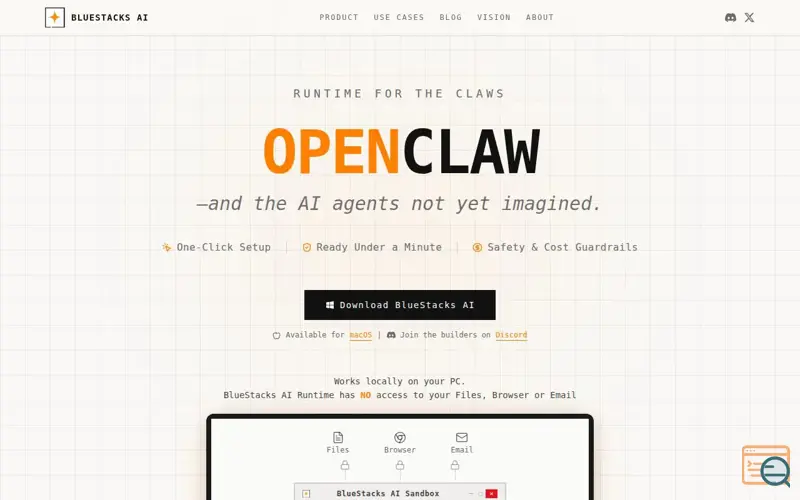 Screenshot of BlueStacks AI: 1-Click OpenClaw for PC