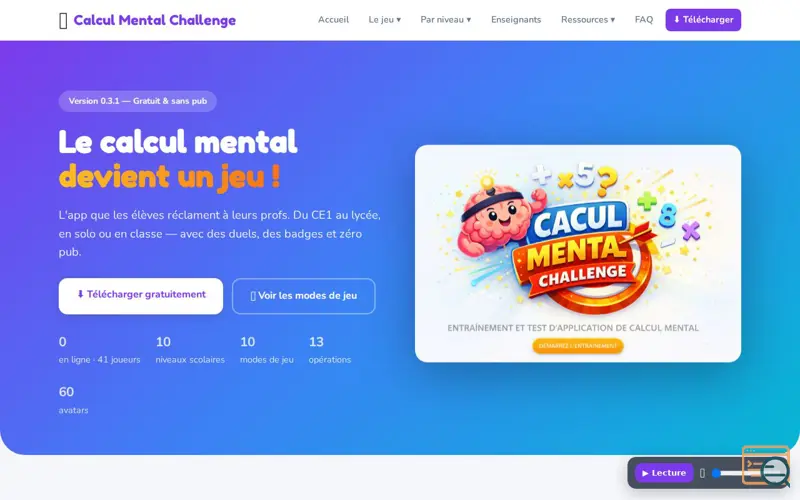 Screenshot of Calcul Mental Challenge par Studiophel