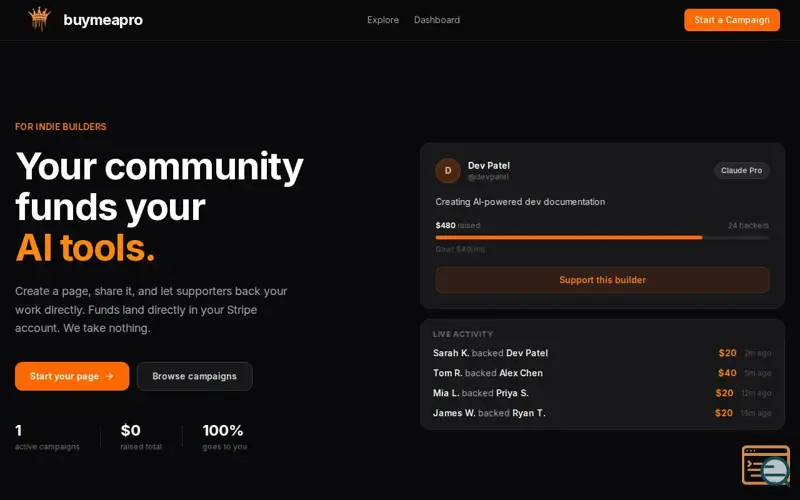 Screenshot of buymeapro