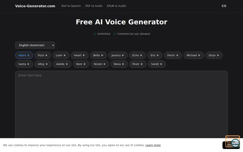 Screenshot of Voice-Generator.com