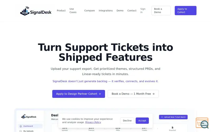 Screenshot of SignalDesk