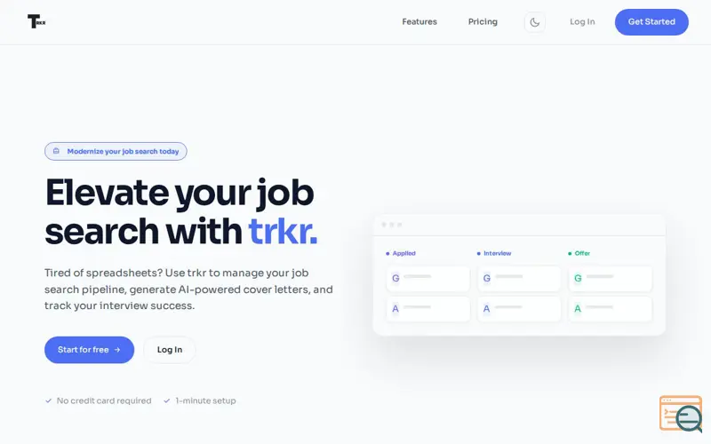 Screenshot of TRKR — Your Job Search, Organized