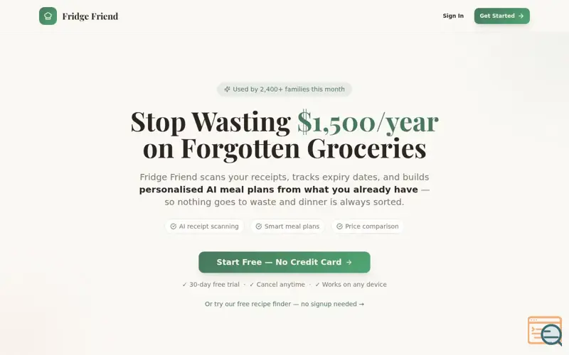 Screenshot of FridgeFriend