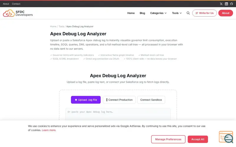 Screenshot of Apex Log Analyzer