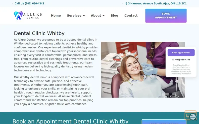 Screenshot of Allure Dental
