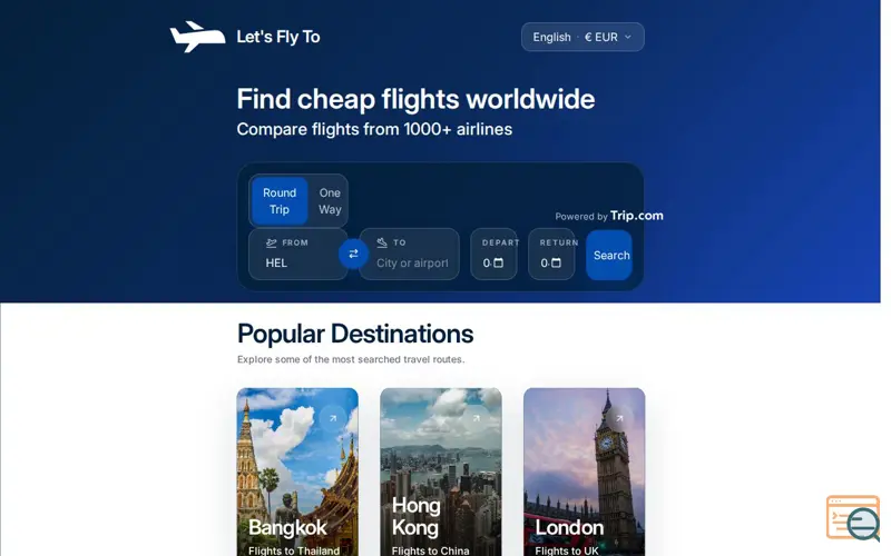 Screenshot of LetsFlyTo