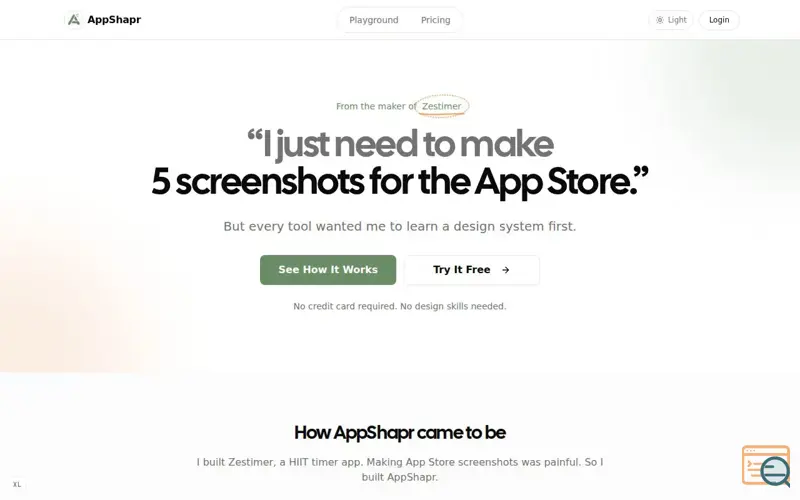Screenshot of AppShapr