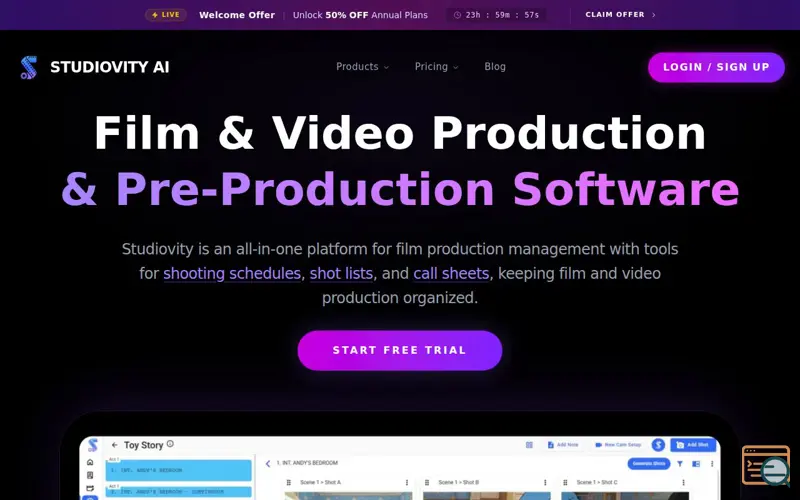 Screenshot of AI Script Breakdown Software| Studiovity