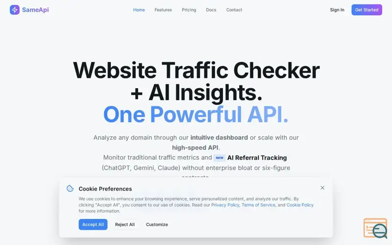 Screenshot of SameApi