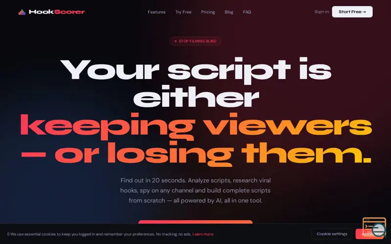 Screenshot of HookScorer