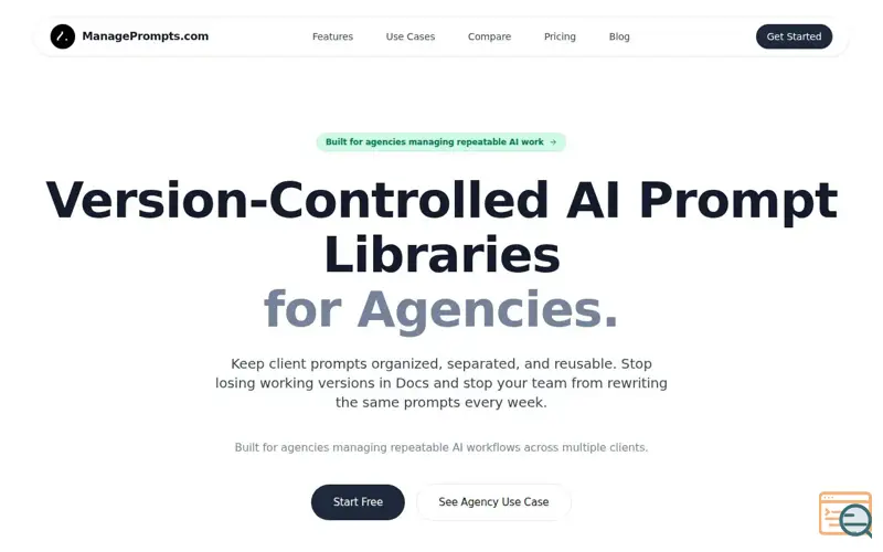 Screenshot of ManagePrompts