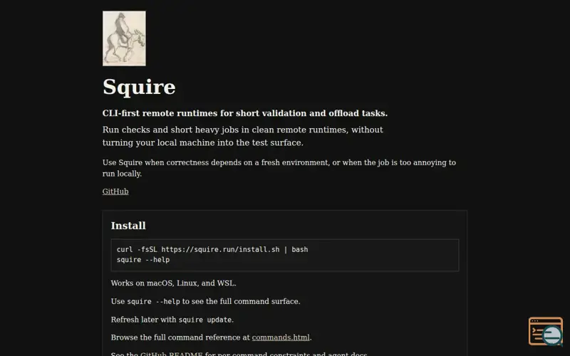 Screenshot of squire