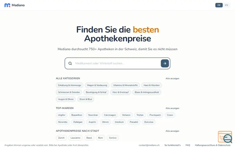 Screenshot of Mediano.ch