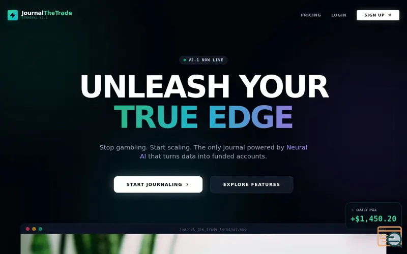 Screenshot of Journal The Trade