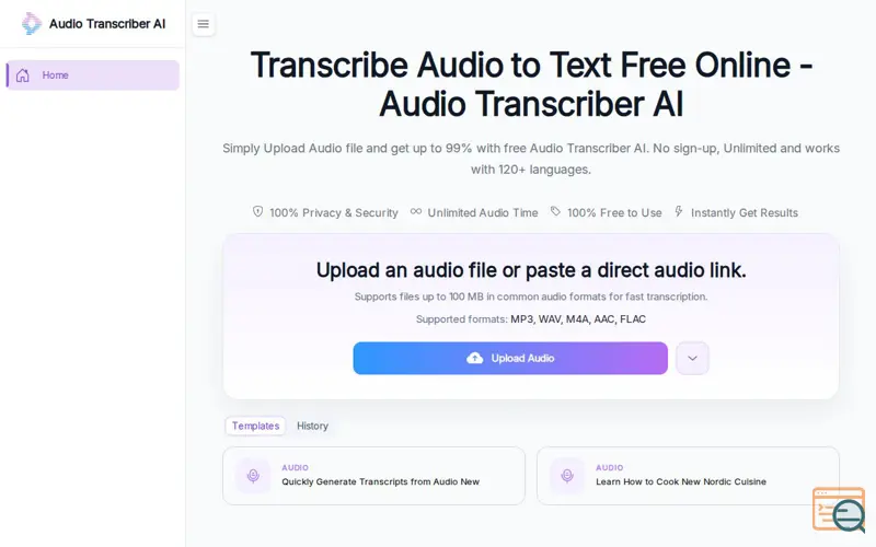 Screenshot of Audio Transcriber AI