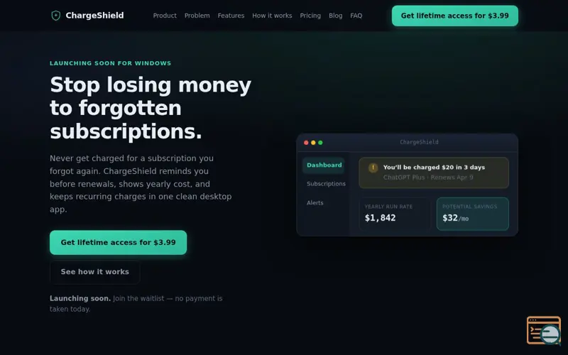 Screenshot of ChargeShield