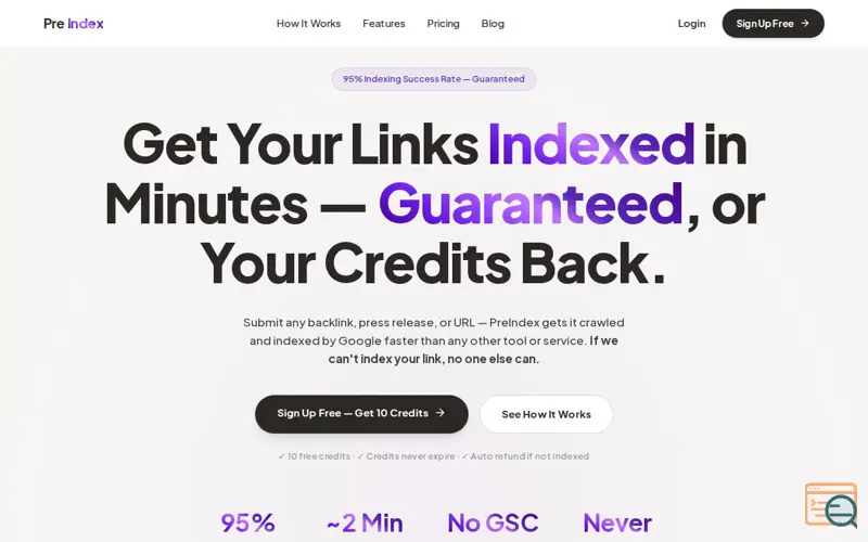 Screenshot of PreIndex