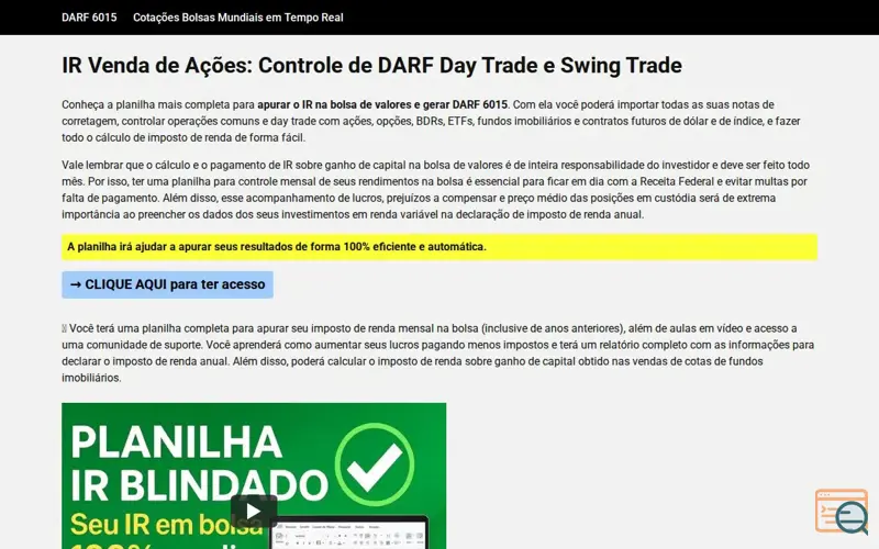 Screenshot of IRPF Ações 2026