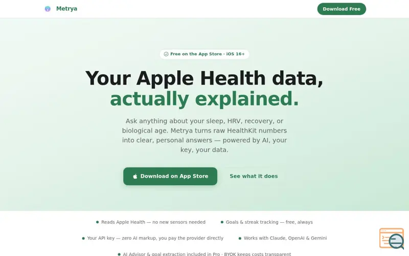 Screenshot of Metrya