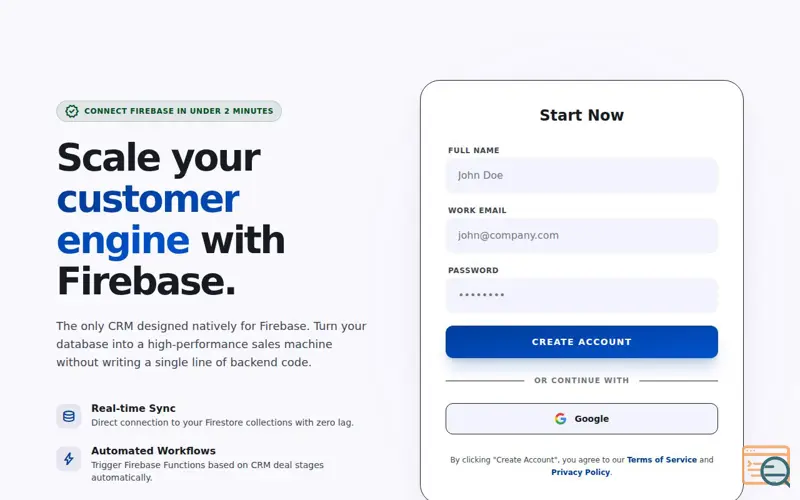 Screenshot of Firebase CRM