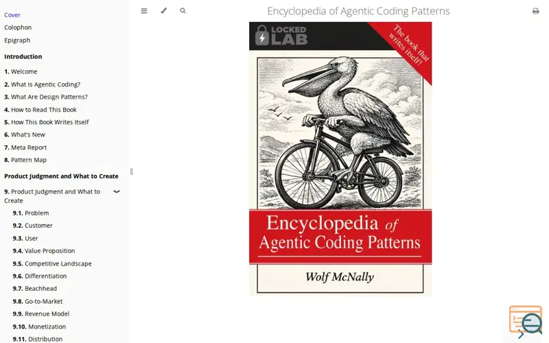 Screenshot of I built a self-writing book on agentic coding
