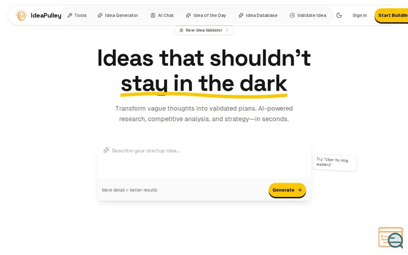 Screenshot of IdeaPulley