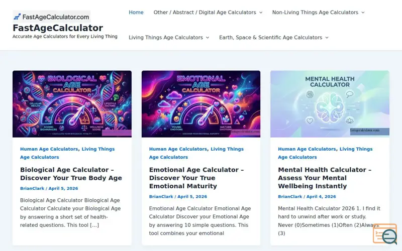 Screenshot of FastAgeCalculator
