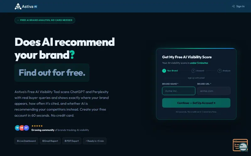 Screenshot of Free AI Brand Visibility Analysis