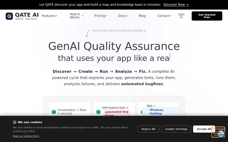 Screenshot of QATE AI