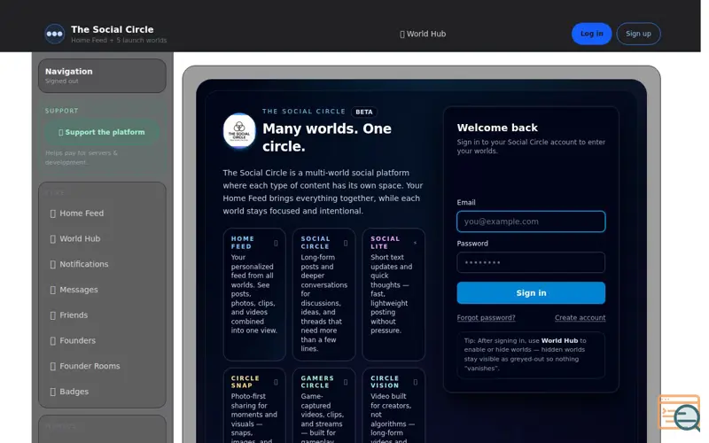 Screenshot of The Social Circle