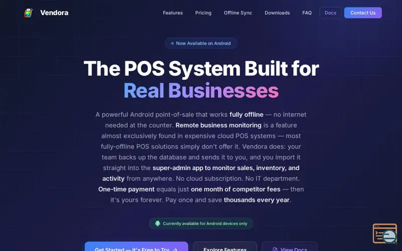 Screenshot of Vendora POS