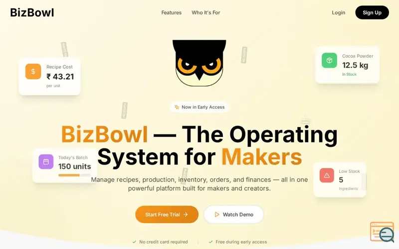 Screenshot of BizBowl