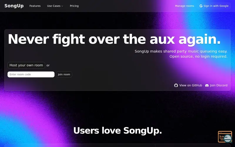 Screenshot of SongUp