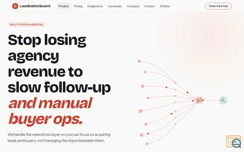 Screenshot of LeadSwitchboard