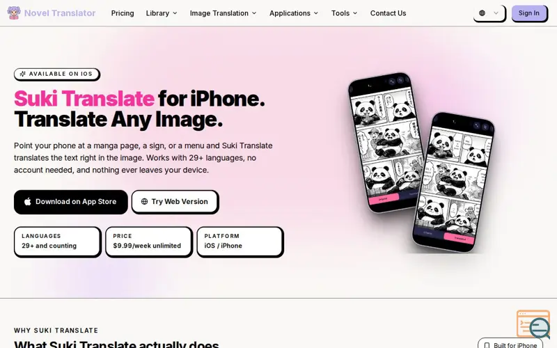 Screenshot of Suki Translate - OCR Image Translator