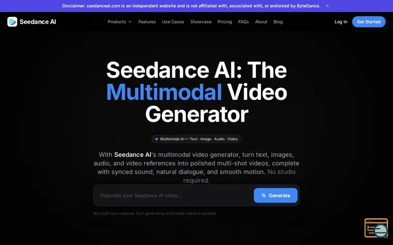 Screenshot of Seedance Ai