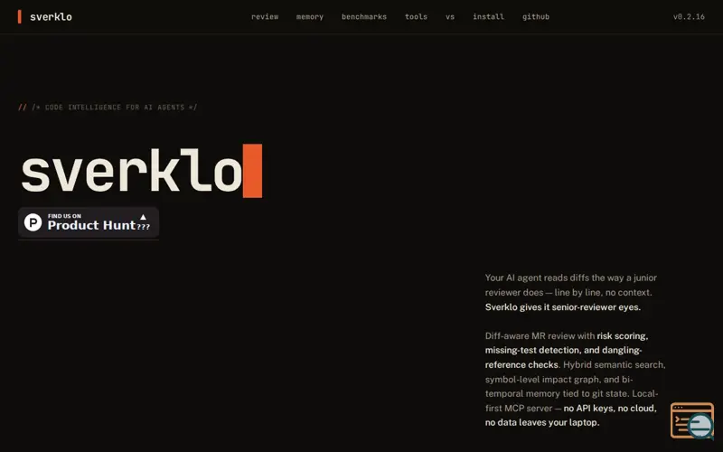 Screenshot of Sverklo