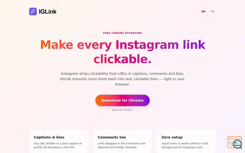 Screenshot of IGLink - Chrome Extension