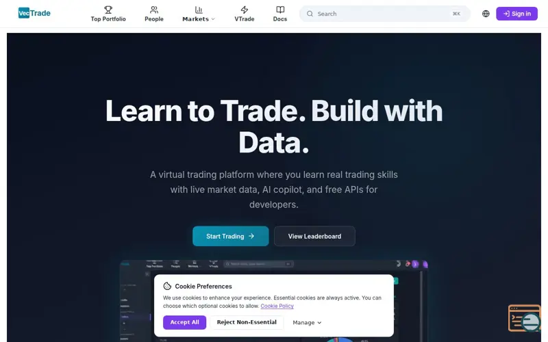 Screenshot of VTrade: High-Fidelity Trading Sandbox