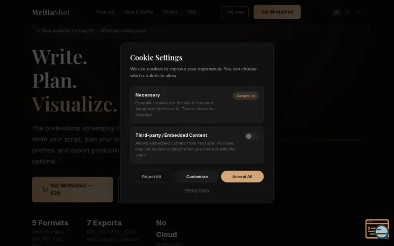 Screenshot of WrittaShot