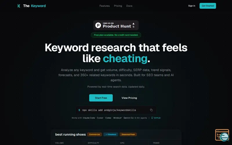 Screenshot of TheKeyword
