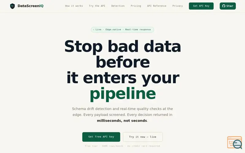 Screenshot of DataScreenIQ 