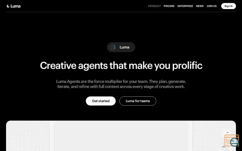 Screenshot of Luma Agents