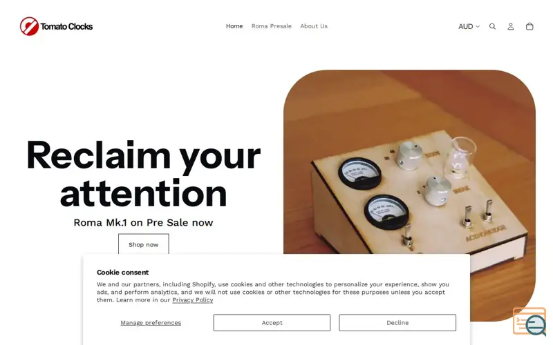 Screenshot of Tomato Clocks - Roma Mk.1
